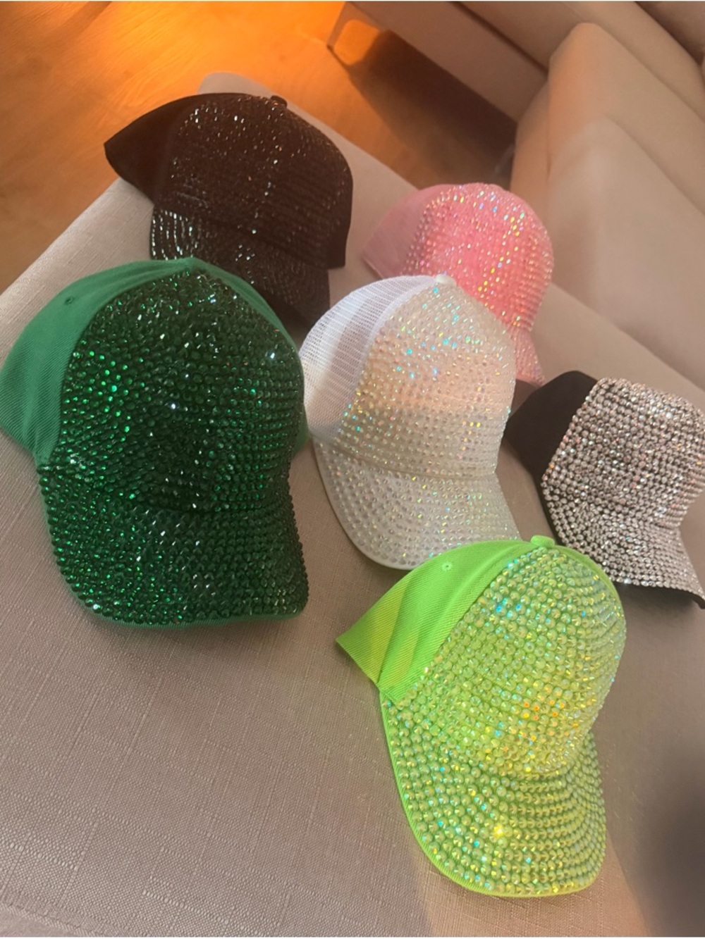 Sparkling Rhinestone Baseball Caps - Assorted Colors - Picture 2 of 3